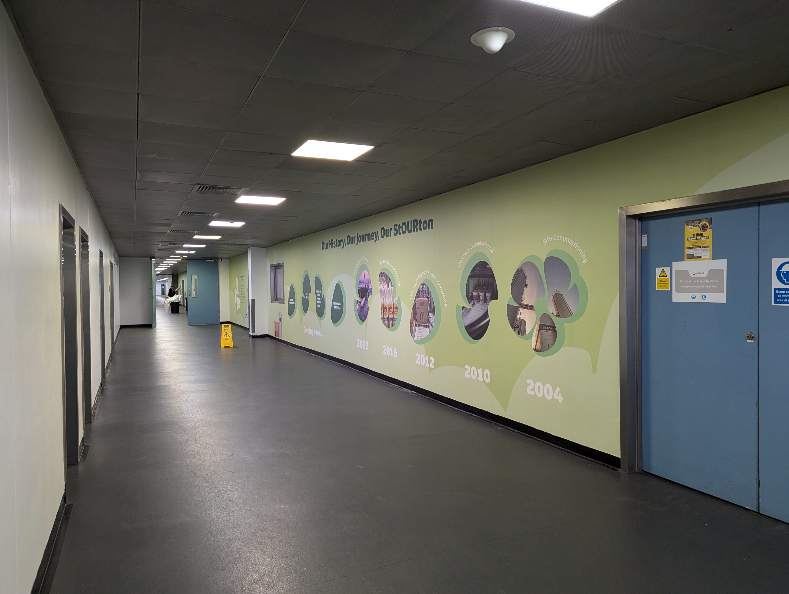 corridor workplace wall graphics at Arla Stourton Dairy
